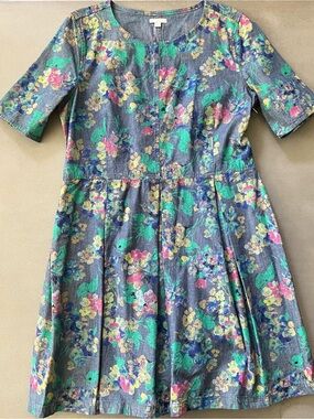 GAP Fit & Flair Pleated Denim Dress Size 16